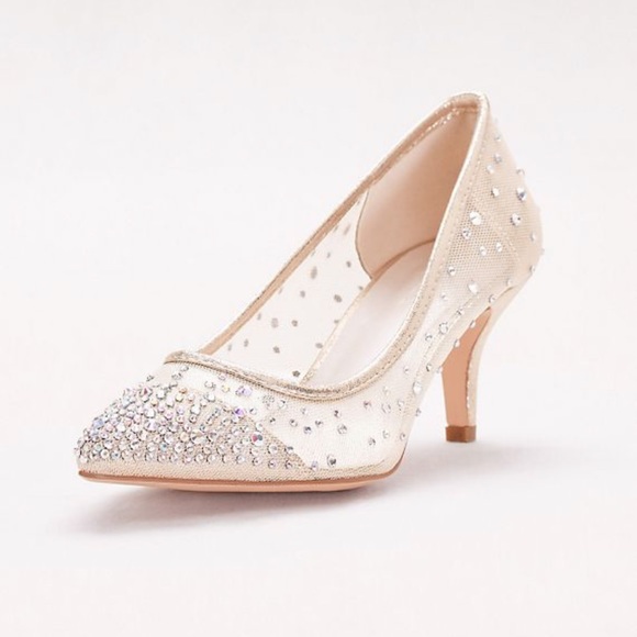 David's Bridal Shoes - Mid-Heel Mesh Pointed-Toe Pumps